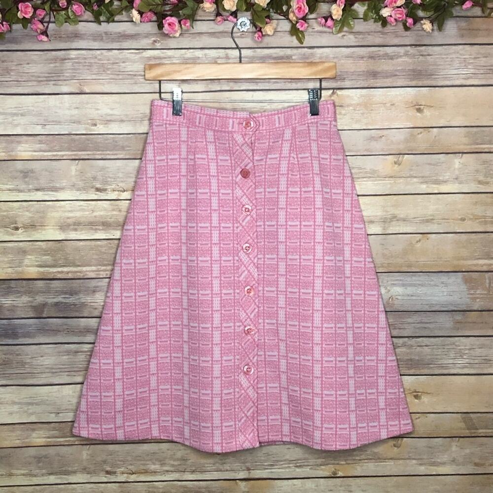 Vintage Raspberry Pink Printed Skirt
